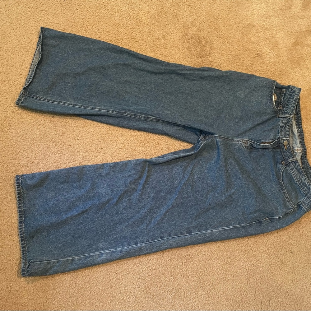 SHEIN Blue Flare Wide Leg Jeans